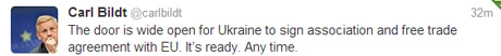 Скрін-шот Twittera Carl Bildt
