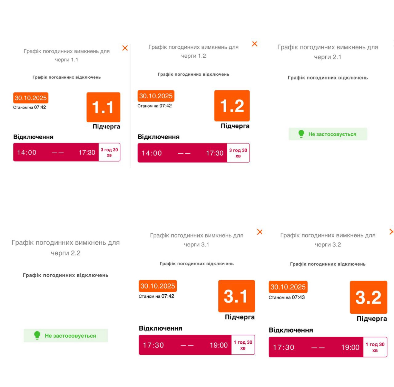 Графіки відключень електроенергії