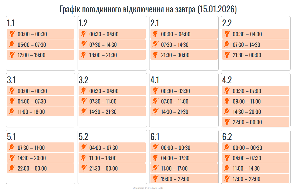 графік відключень