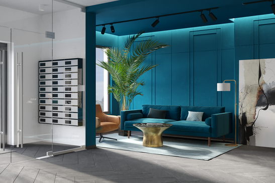 Стильний хол в ЖК HydrPark DeLuxe авторства Марка Савицького &mdash; відомого львівського дизайнера